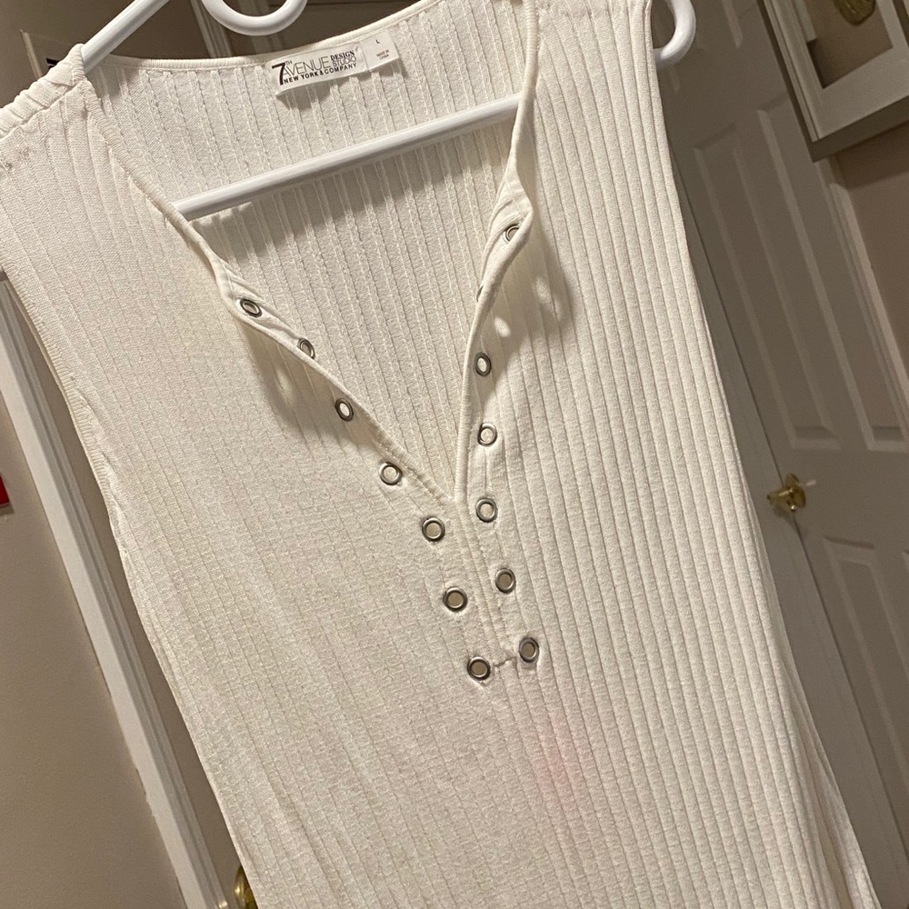 White ribbed dress stretch fabric - never worn